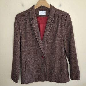 Vintage Pendleton | Brown Tan Houndstooth Single Button Blazer
